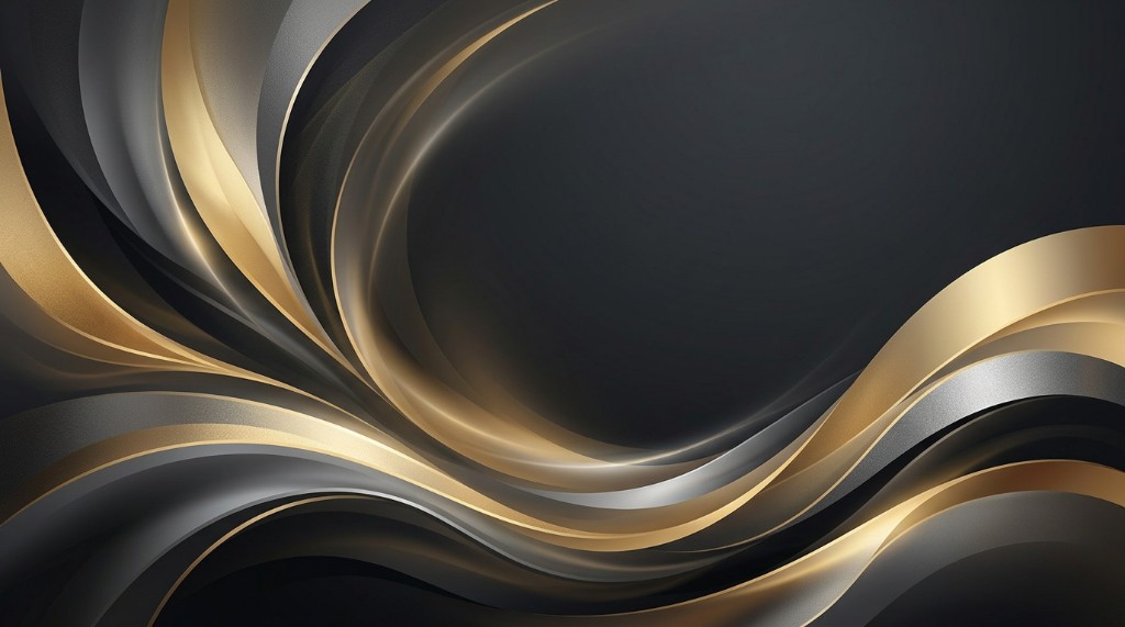 Abstract gold and black flowing waves worship slide background